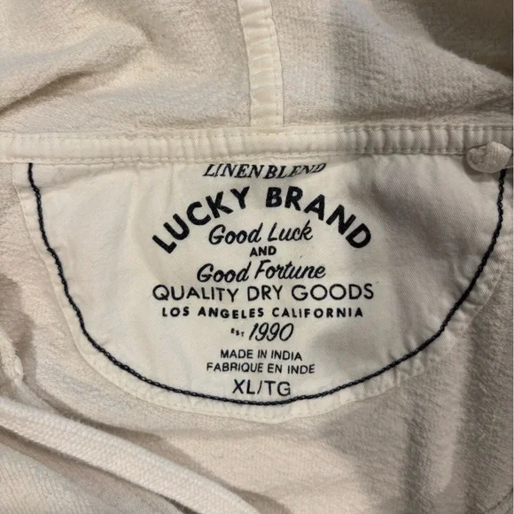 LUCKY BRAND Men’s Linen Blend Pullover Hoodie Size XL - Picture 4 of 6